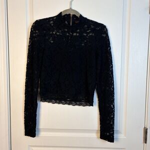 Material Girl Lace Cropped Long Sleeve Y2K Top Whimsigoth Grunge
